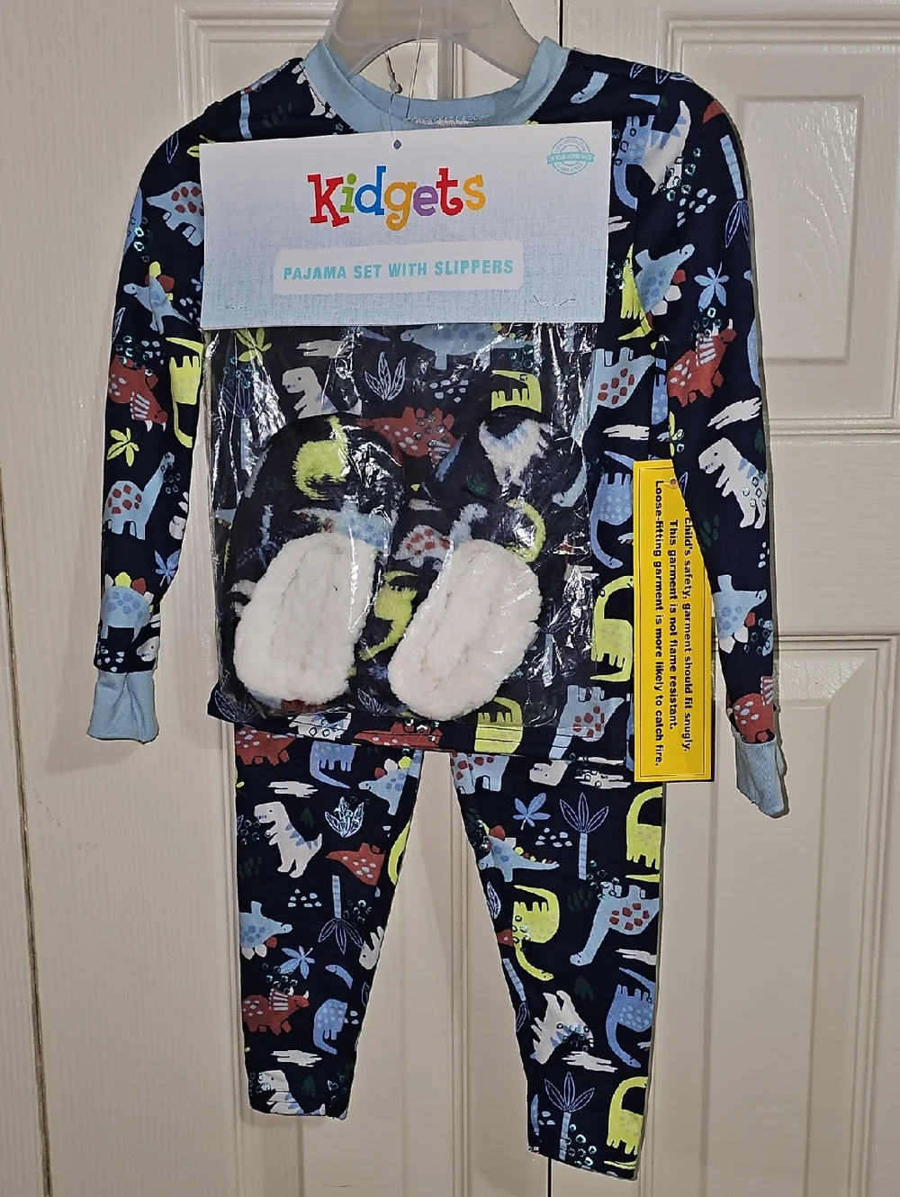 Kidgets Navy Dinosaur Pajama Set with Multicolor Dinosaurs and Light Blue Trim - Picture 1 of 1